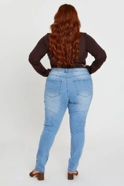 Blue Denim Jean High Rise Distressed Skinny -You And All Fashion Store cdl1522 20j denim blue 5 2