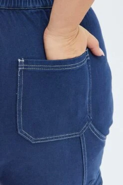 Blue Cargo Denim Jeans High Rise -You And All Fashion Store cdl1553 34j navy 6