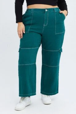 Green Cargo Denim Jeans High Rise -You And All Fashion Store cdl1553a 34j forest 2