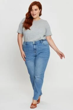 Blue Jean High Rise Straight Leg -You And All Fashion Store cdl15662 80 denim 3