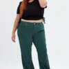 Green Flare Denim Jeans High Rise