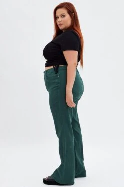 Green Flare Denim Jeans High Rise -You And All Fashion Store cdl1575a 20jb green 4