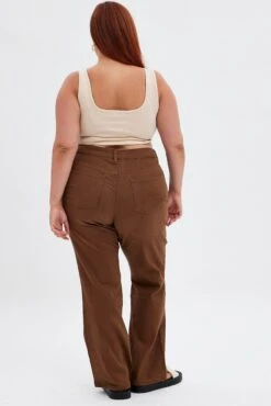 Brown Flare Denim Jeans High Rise -You And All Fashion Store cdl1575b 20jb brown 5