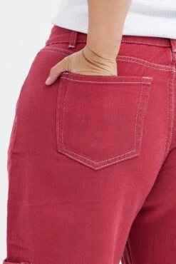 Red Cargo Jeans Out Pocket -You And All Fashion Store cdl1732a 84jb red 6