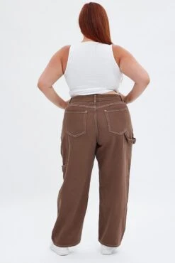 Brown Cargo Denim Jeans High Rise -You And All Fashion Store cdl1732b 84jb brown 6