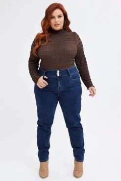 Denim Skinny Denim Jeans High Rise -You And All Fashion Store cdl1771 33jb dark wash 5