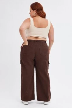 Brown Cargo Denim Jeans Mid Rise -You And All Fashion Store cdl1844c 33j brown 5