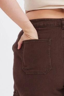 Brown Cargo Denim Jeans Mid Rise -You And All Fashion Store cdl1844c 33j brown 6