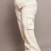 Beige Cargo Jeans High Rise