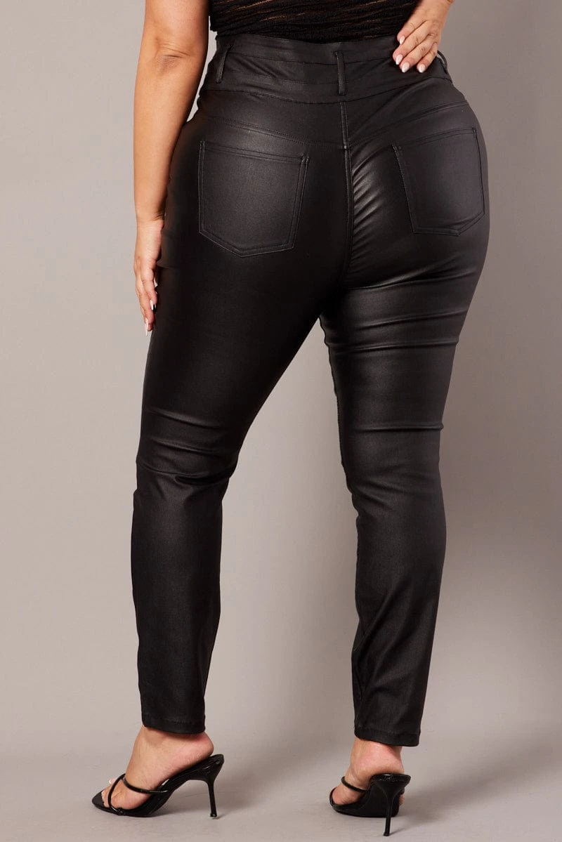 Black Skinny Jeans High Rise Wet Look 5 Black Skinny Jeans High Rise Wet Look - Image 5