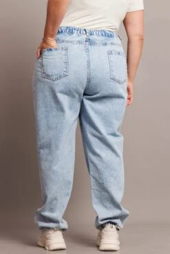 Denim Mom Jeans High Rise Acid Wash -You And All Fashion Store cdl2109a 84j light wash 5