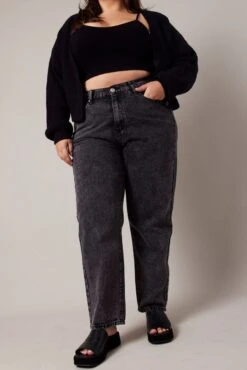 Black Mom Jeans High Rise Acid Wash -You And All Fashion Store cdl2109a 84jb black 3