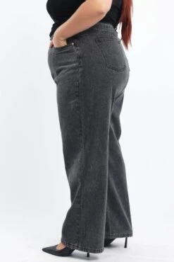 Grey Wide Leg Jeans Mid Rise -You And All Fashion Store cdl2177c 84j charcoal 3