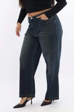 Denim Baggy Jeans High Rise -You And All Fashion Store cdl2177e 84jb dark wash 4