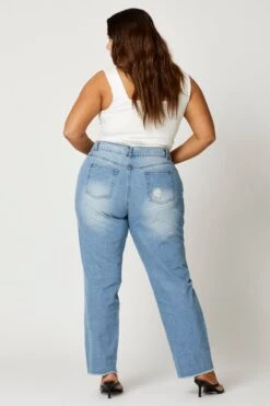 Blue Jean Mid Rise Distressed Boyfriend -You And All Fashion Store cdl2571b 80 denim 4