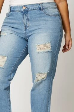Blue Jean Mid Rise Distressed Boyfriend -You And All Fashion Store cdl2571b 80 denim 5