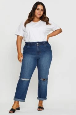 Blue Denim Jean High Rise Paperbag Boyfriend