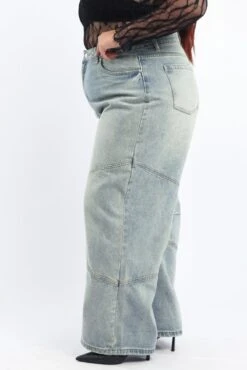 Denim Barrel Jeans Low Rise -You And All Fashion Store cdl2974 117j light wash 3