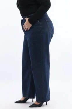 Denim Wide Leg Jeans Low Rise -You And All Fashion Store cdl3003 84j dark wash 3