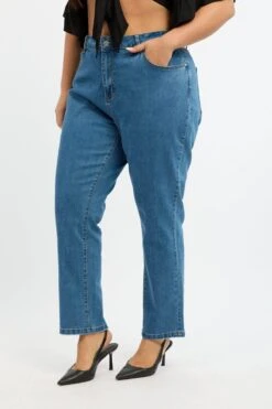 Denim Mom Jeans High Rise -You And All Fashion Store cdl3046c 117j mid wash 3