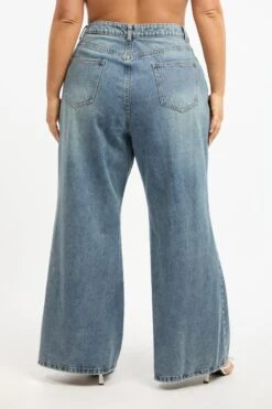 Denim Flare Jeans Mid Rise -You And All Fashion Store cdl3047 117j mid wash 4