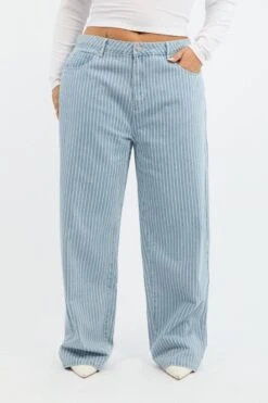 Denim Baggy Jeans Pinstripe