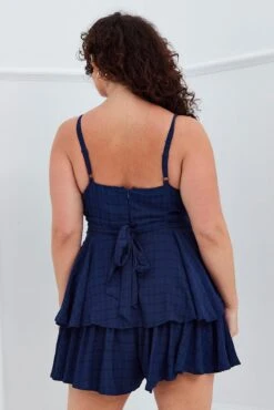 Blue Wrap Playsuit Sleeveless Ruffle 10 Blue Wrap Playsuit Sleeveless Ruffle -You And All Fashion Store cdp1031d 36r navy 5