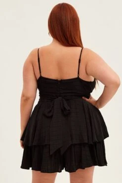 Black Wrap Playsuit Sleeveless Ruffle -You And All Fashion Store cdp1031s 36r black 5