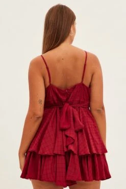 Red Wrap Playsuit Sleeveless Ruffle -You And All Fashion Store cdp1031s 36rb wine 5
