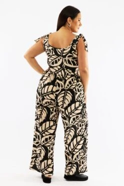 Black Floral Jumpsuit Sleeveless Shoulder Tie Linen Blend 10 Black Floral Jumpsuit Sleeveless Shoulder Tie Linen Blend -You And All Fashion Store cdp11922lk 35r floral 5