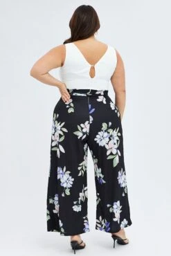Blue Floral Wide Leg Jumpsuit Sleeveless -You And All Fashion Store cdp1256 35r floral 5
