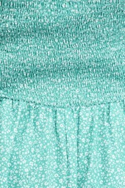 Green Ditsy Ruffle Playsuit Short Sleeve Ruched Bust -You And All Fashion Store cdp1263 35r ditsy 6