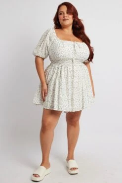 Blue Ditsy Ruffle Playsuit Short Sleeve -You And All Fashion Store cdp1263b 35r ditsy 3