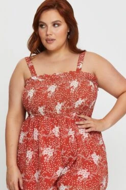 Floral Print Playsuit Square Neck Sleeveless -You And All Fashion Store cdp13020c 80b floral prt 5