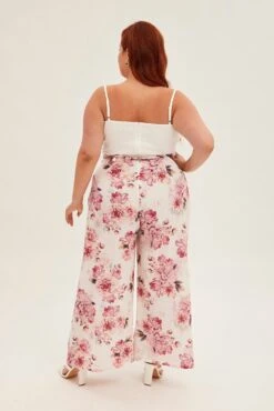 Pink Floral Jumpsuit Sleeveless Cowl Neck Wide Leg -You And All Fashion Store cdp1383w 35rb floral 5