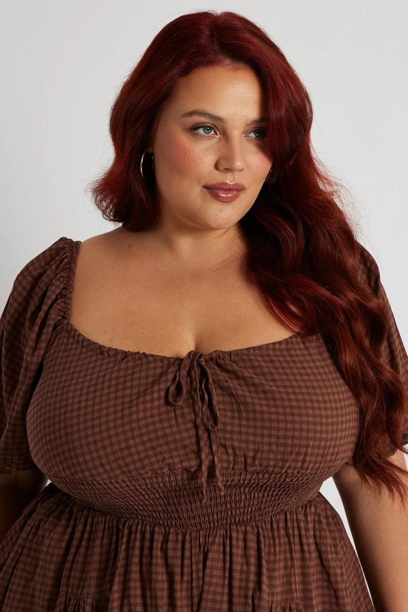 Brown Ruffle Playsuit Short Sleeve 2 Brown Ruffle Playsuit Short Sleeve - Image 2