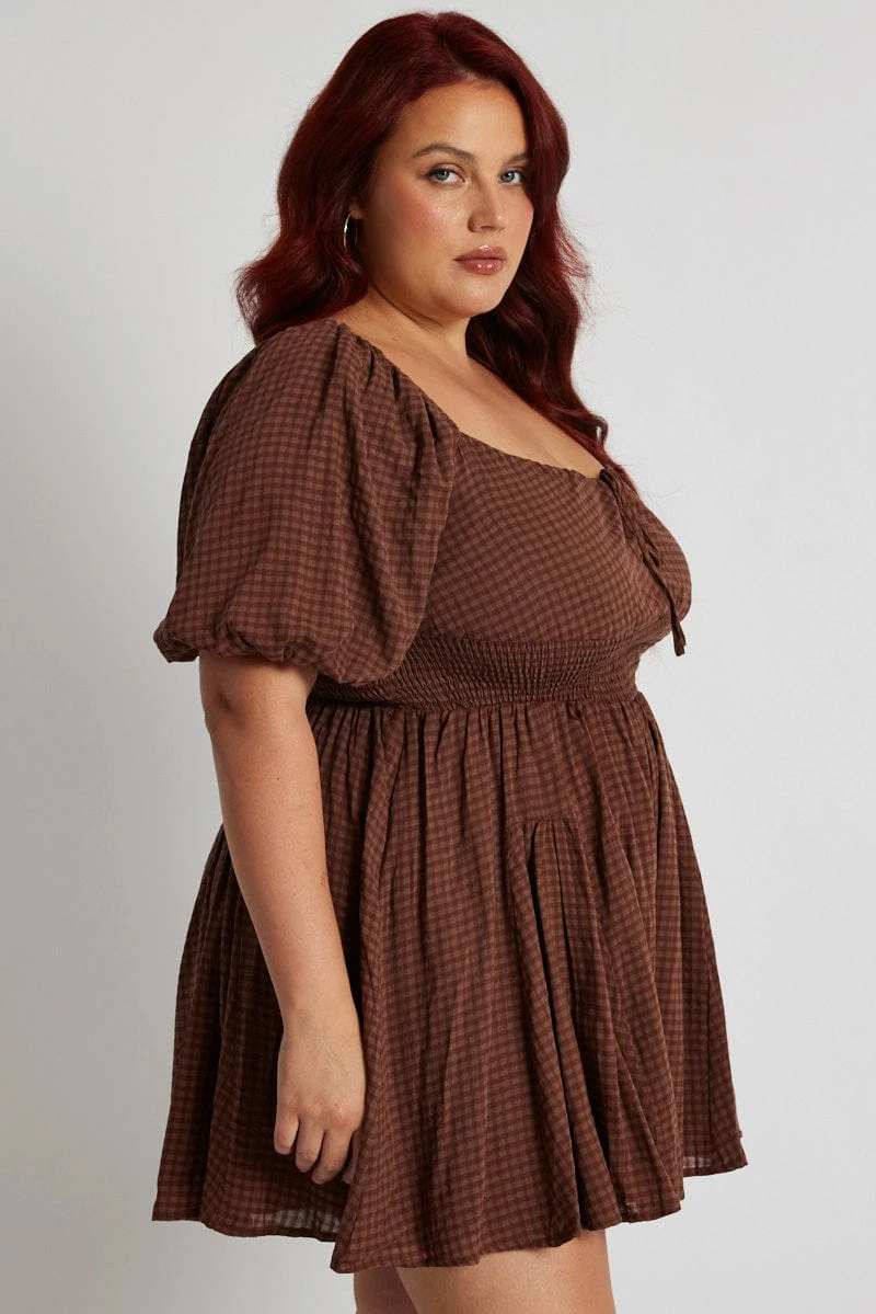 Brown Ruffle Playsuit Short Sleeve 4 Brown Ruffle Playsuit Short Sleeve - Image 4