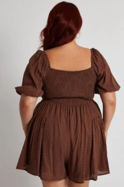 Brown Ruffle Playsuit Short Sleeve 10 Brown Ruffle Playsuit Short Sleeve -You And All Fashion Store cdp17671k 81rb brown 5