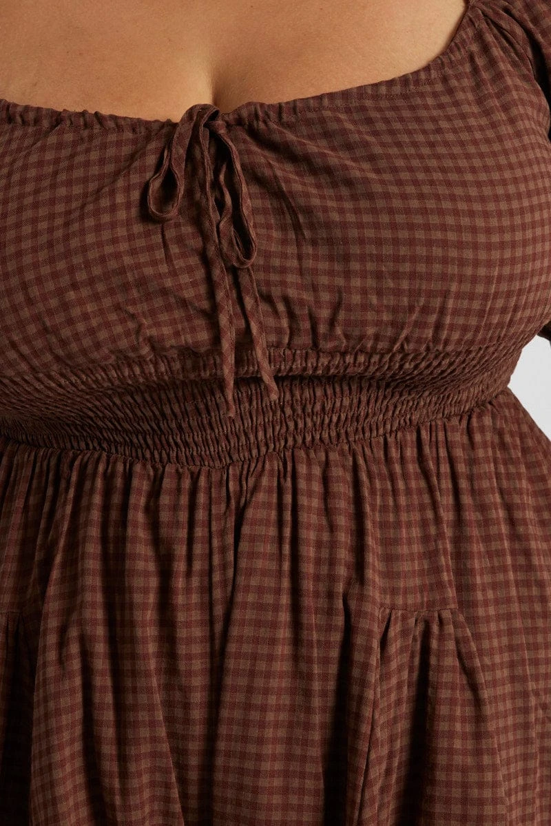 Brown Ruffle Playsuit Short Sleeve 6 Brown Ruffle Playsuit Short Sleeve - Image 6