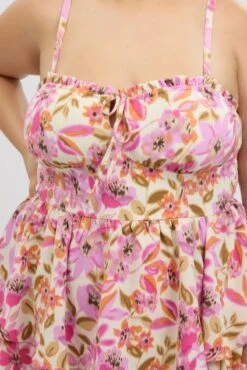 Multi Floral Playsuit Sleeveless Ruched Bust -You And All Fashion Store cdp18592h 35rb floral 6