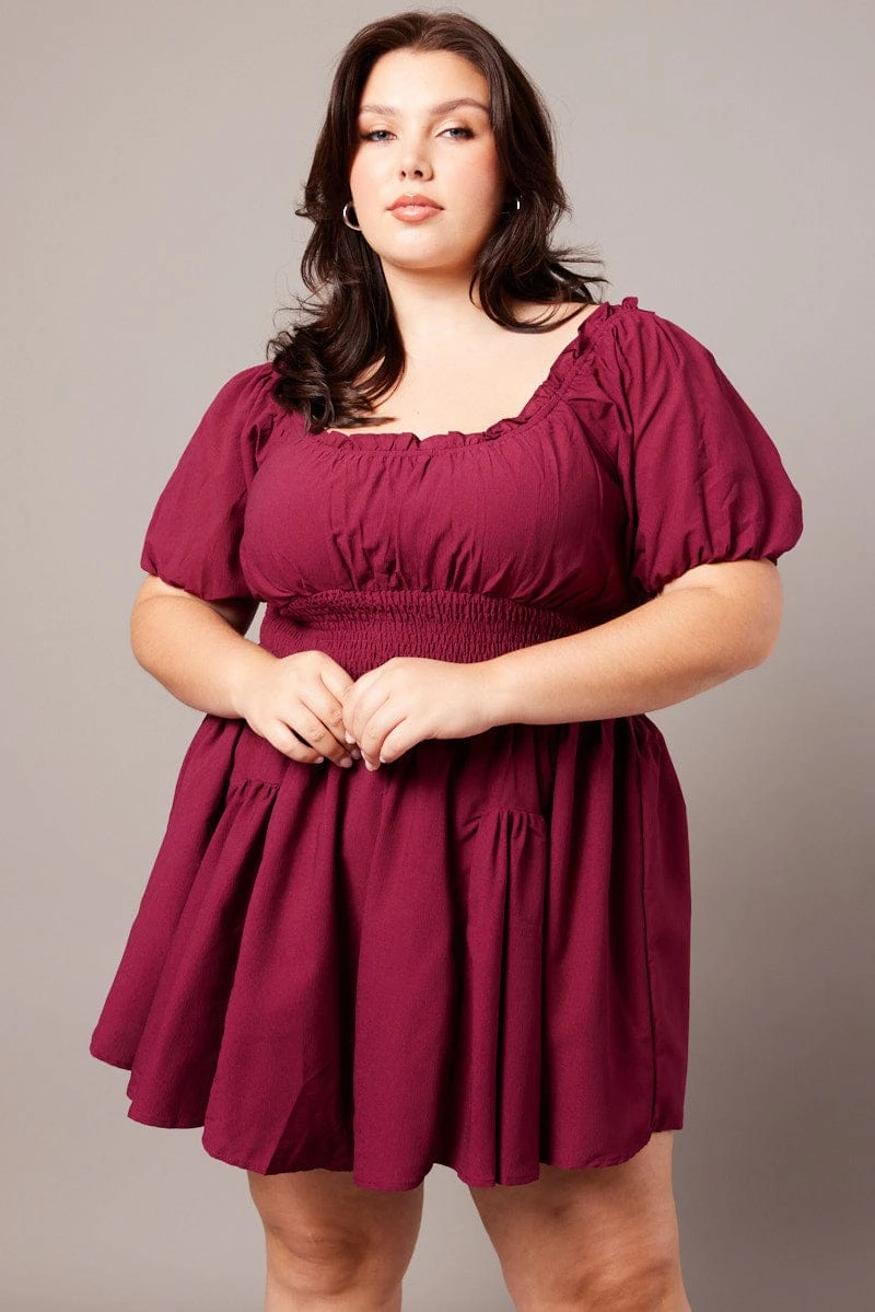 Red Ruched Playsuit Short Sleeve 1 Red Ruched Playsuit Short Sleeve