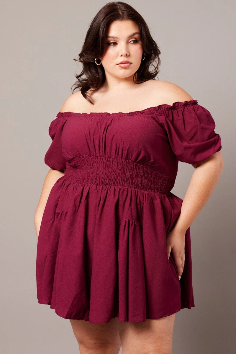 Red Ruched Playsuit Short Sleeve 2 Red Ruched Playsuit Short Sleeve - Image 2