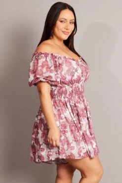Pink Floral Ruffle Playsuit Short Sleeve -You And All Fashion Store cdp2104d 35r floral 4