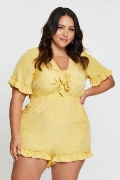 Light Must Playsuit V-neck Short Sleeve Ruffle Hem -You And All Fashion Store cdp25249 35lb light must 3 1