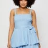 Blue Tie Playsuit Square Neck Sleeveless
