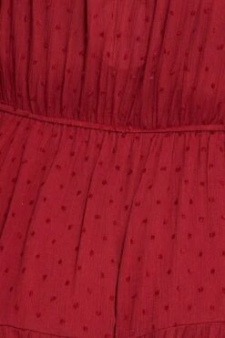 Red Playsuit Off Shoulder Short Sleeve Tie Front -You And All Fashion Store cdp25471 81lb wine 6