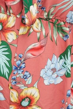 Trop Print Playsuit V-neck Short Sleeve -You And All Fashion Store cdp25746 35ab trop prt 6