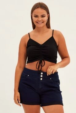 Blue Skinny Denim Shorts High Rise