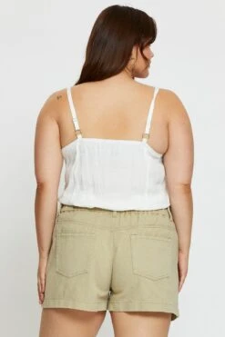 Beige Denim Shorts High Rise Paperbag 10 Beige Denim Shorts High Rise Paperbag -You And All Fashion Store cds1096 33jb beige 5