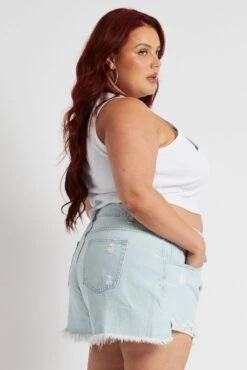 Denim Relaxed Denim Shorts High Rise -You And All Fashion Store cds1469b 81jb light wash 4